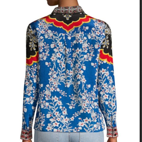 Alice + Olivia Willa Floral Print Silk Blouse NWT - Picture 7 of 8